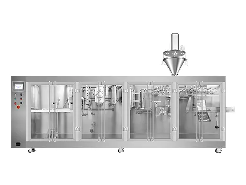 Горизонтальная фасовочно-упаковочная машина для плоских пауч-пакетов с одной дозирующей головкой