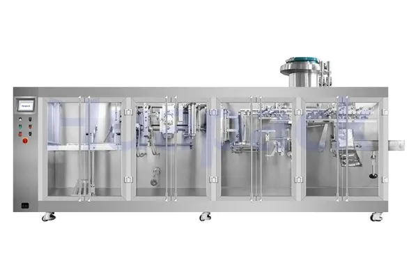 Горизонтальная фасовочно-упаковочная машина для пауч-пакетов со штуцером с одной дозирующей головкой (HFFS)