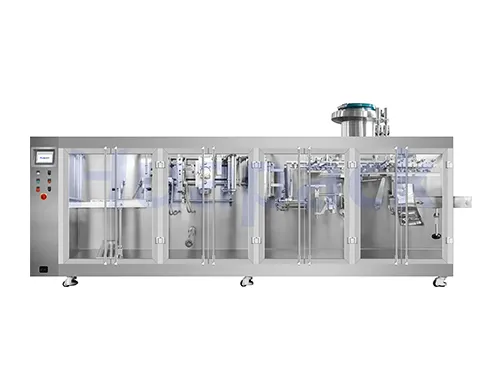 Горизонтальная фасовочно-упаковочная машина для пауч-пакетов со штуцером с одной дозирующей головкой (HFFS)