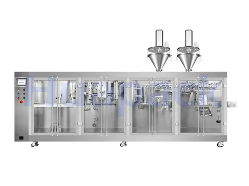 Горизонтальная фасовочно-упаковочная машина для пауч-пакетов с зип-замком с одной дозирующей головкой