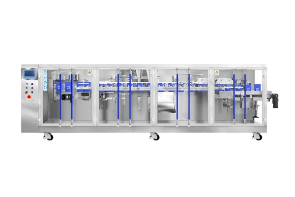 Сервоприводная машина для упаковки в готовые пауч-пакеты с двумя наполнительными головками
